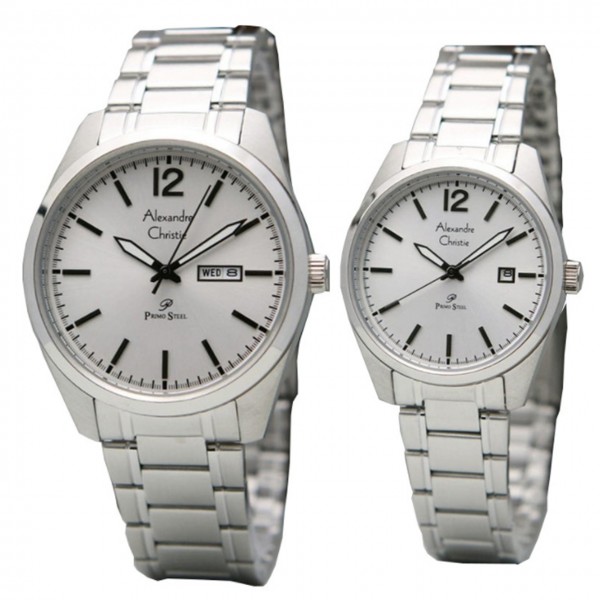 Alexandre Christie AC 1012 Silver White Black Tick Couple